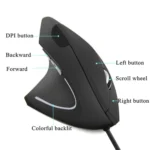 CM0093 Battery Version 2.4GHz Three-button Wireless Optical Mouse Vertical Mouse for Left-hand, Resolution: 1000DPI / 1200DPI / 1600DPI - Image 5