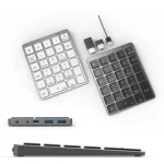 N970 Pro Dual Modes Aluminum Alloy Rechargeable Wireless Bluetooth Numeric Keyboard with USB HUB - Image 2