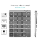 N970 Pro Dual Modes Aluminum Alloy Rechargeable Wireless Bluetooth Numeric Keyboard with USB HUB - Image 3