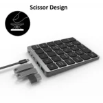 N970 Pro Dual Modes Aluminum Alloy Rechargeable Wireless Bluetooth Numeric Keyboard with USB HUB - Image 4