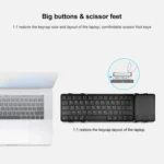 B1053 Leather Portable Tri-Fold Bluetooth Keyboard - Image 3