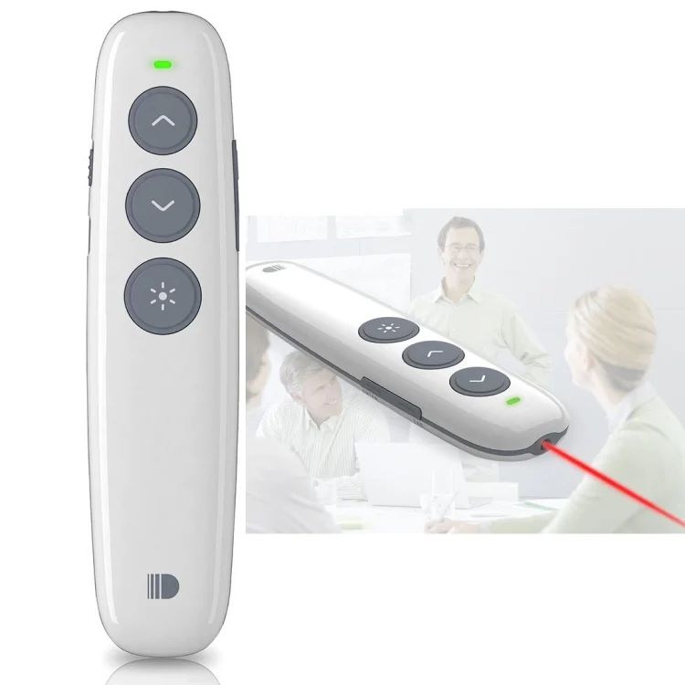 Doosl DSIT007 2.4GHz Rechargeable Powerpoint Presentation Wireless Cliker Remote Control Pen, Control Distance: 10m(White)