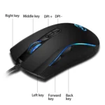 HXSJ A869 Colorful Glowing Wired Game 7-Keys 3200 DPI Adjustable Ergonomics Optical Mouse - Image 6