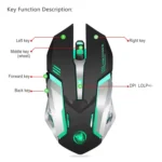 HXSJ M10 2.4GHz 6-keys USB Rechargeable Colorful Lighting Ergonomic 2400DPI Wireless Optical Gaming Mouse for Desktop Computers - Image 2