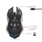 HXSJ M10 2.4GHz 6-keys USB Rechargeable Colorful Lighting Ergonomic 2400DPI Wireless Optical Gaming Mouse for Desktop Computers - Image 3