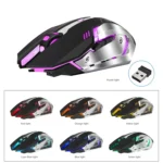 HXSJ M10 2.4GHz 6-keys USB Rechargeable Colorful Lighting Ergonomic 2400DPI Wireless Optical Gaming Mouse for Desktop Computers - Image 8