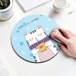 Coffee Cat Pattern Circular Mouse Pad, Diameter: 22cm - Image 2