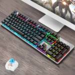 AULA S2016 104-keys Square Key Cap Mixing Light Mechanical Blue Switch Metal Panel Wired USB Gaming Keyboard, Length: 1.6m