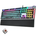 AULA F2088 108 Keys Mixed Light Plating Punk Mechanical Brown Switch Wired USB Gaming Keyboard with Metal Button