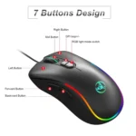 HXSJ J300 7 Keys RGB Lighting Programmable Gaming Wired Mouse(Black) - Image 3