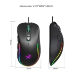 HXSJ J300 7 Keys RGB Lighting Programmable Gaming Wired Mouse(Black) - Image 9