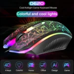 SHIPADOO D620 104-key Wired RGB Color Cracked Backlight Gaming Keyboard Mouse Kit for Laptop, PC - Image 15