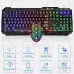 SHIPADOO D620 104-key Wired RGB Color Cracked Backlight Gaming Keyboard Mouse Kit for Laptop, PC - Image 3