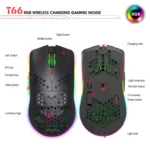 HXSJ T66 7 Keys Colorful Lighting Programmable Gaming Wireless Mouse - Image 11