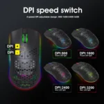 HXSJ T66 7 Keys Colorful Lighting Programmable Gaming Wireless Mouse - Image 8