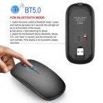 HXSJ M90 2.4GHz Ultrathin Mute Rechargeable Dual Mode Wireless Bluetooth Notebook PC Mouse - Image 7