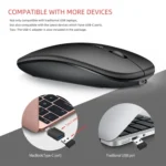 HXSJ M90 2.4GHz Ultrathin Mute Rechargeable Dual Mode Wireless Bluetooth Notebook PC Mouse - Image 8