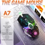 YINDIAO A7 2.4GHz 1600DPI 3-modes Adjustable 7-keys Rechargeable RGB Light Wireless Silent Gaming Mouse - Image 11