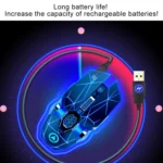 YINDIAO A7 2.4GHz 1600DPI 3-modes Adjustable 7-keys Rechargeable RGB Light Wireless Silent Gaming Mouse - Image 8