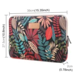 Sleeve Case Colorful Leaves Zipper Briefcase Carrying Bag for Macbook, Samsung, Lenovo, Sony, DELL Alienware, CHUWI, ASUS, HP, 15.6 inch and Below Laptops - Image 2