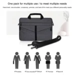 14.1 inch Breathable Wear-resistant Fashion Business Shoulder Handheld Zipper Laptop Bag with Shoulder Strap - Image 9