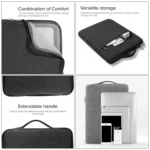 15.4 inch Universal Fashion Soft Laptop Denim Bags Portable Zipper Notebook Laptop Case Pouch for MacBook Air / Pro, Lenovo and other Laptops, Size: 39.2x28.5x2cm - Image 5