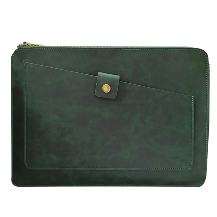 Universal Genuine Leather Business Zipper Laptop Tablet Bag For 15 inch and Below