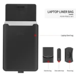 4 in 1 Universal Waterproof PU Leather Laptop Liner Bag with Handle & Stand & Pen Holder + 2 Winders + Mouse Bag + Charger Bag Set for 11/12 inch laptops - Image 3