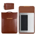 13.3 inch Laptop 2 in 1 PU Leather Sleeve Liner Bag with Mouse Storage Bag - Image 2