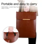 13.3 inch Laptop 2 in 1 PU Leather Sleeve Liner Bag with Mouse Storage Bag - Image 3