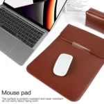 13.3 inch Laptop 2 in 1 PU Leather Sleeve Liner Bag with Mouse Storage Bag - Image 4