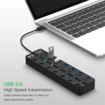 7 Ports USB 3.0 High Speed Multi Hub Expansion with Switch for PC & Laptop - Image 8