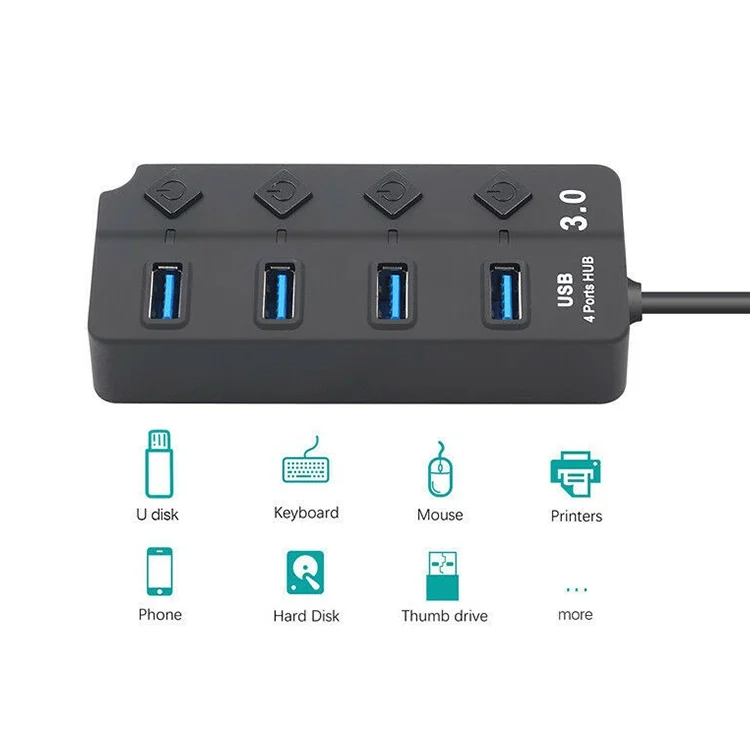 MBC6614_5.webp 4 Ports USB 3.0 Hi Speed Multi Hub Expansion with Switch for PC & Laptop - Image 6
