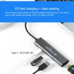 Blueendless 4 In 1 Multi-function Type-C / USB-C to HDMI + PD + Dual USB 3.0 HUB Expansion Dock - Image 6