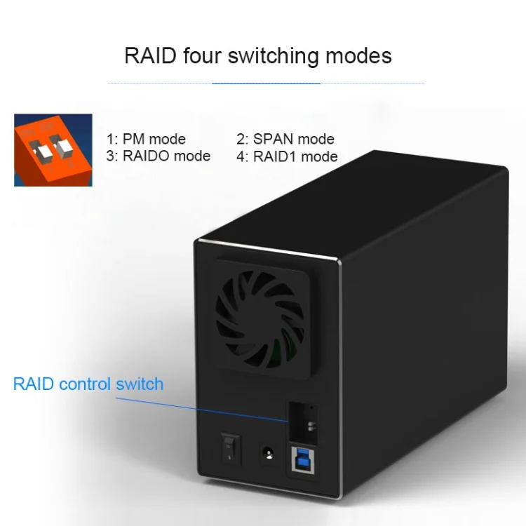MC3273US_2.webp Blueendless Type-C / USB-C Interface 3.5 inch 2 Bay RAID Combination Array HDD External Enclosure - Image 3