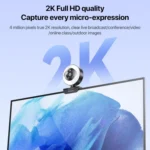 Yesido KM20 2K Zoom 4.0MP HD USB Webcam, Cable Length 1.5m with Fill Light - Image 4