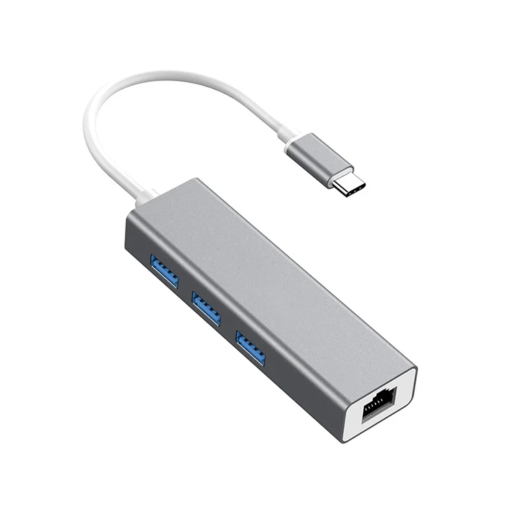 NA1005H.webp USB-C / Type-C to Fast Ethernet RJ45 & 3 x USB 3.0 Adapter Converter HUB - Image 1