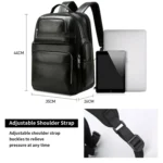Bopai 851-019811 Large Capacity Anti-theft Waterproof Leathar Backpack Laptop Tablet Bag for 15.6 inch and Below, with USB Charging Port - Image 11