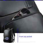Bopai 851-024011 Top-grain Leather Business Breathable Anti-theft Man Backpack, Size: 28x18x42cm - Image 8
