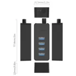 ORICO W5P-U3-30 4-Port USB 3.0 Desktop HUB with 30cm Micro USB Cable Power Supply - Image 4