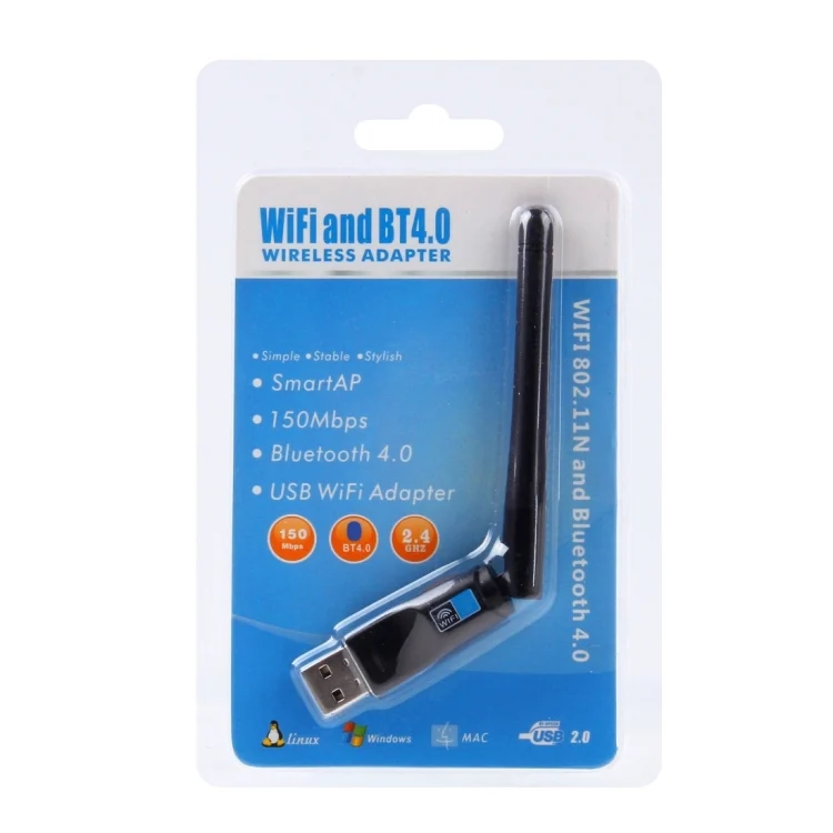 PC0054_5.webp 2 in 1 Bluetooth 4.0 + 150Mbps 2.4GHz USB WiFi Wireless Adapter with 2D1 External Antenna - Image 6