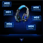 KOTION EACH G9000 3.5mm Game Gaming Headphone Headset Earphone Headband with Microphone LED Light for Laptop / Tablet / Mobile Phones,Cable Length: About 2.2m - Image 7