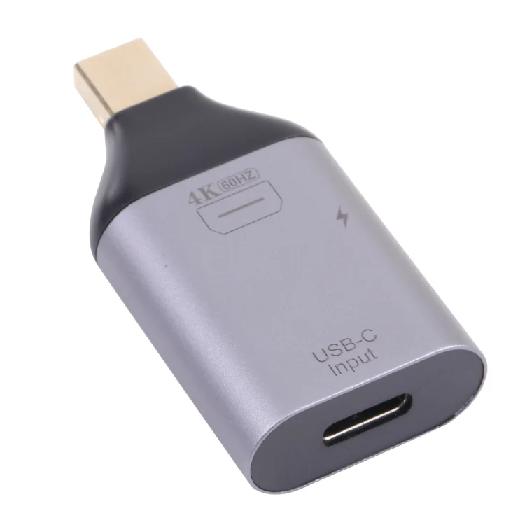 PC0165.webp 2 in 1 4K 60Hz Mini DP Male to USB-C / Type-C Charging + USB-C / Type-C Female Adapter - Image 1