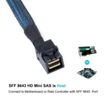 Mini SAS SFF-8643 Host to 7-Pin 4 SATA Target Hard Disk 6Gbps Data Server Raid Cable, Length: 1m - Image 4