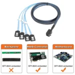 Mini SAS SFF-8643 Host to 7-Pin 4 SATA Target Hard Disk 6Gbps Data Server Raid Cable, Length: 1m - Image 6