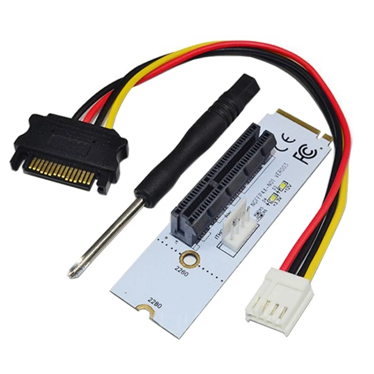 PC0182.webp NGFF M.2 Key M to PCI-E 1X / 4X / 8X / 16X Graphics Card Mining Slot Adapter Riser Converter Card with LED - Image 1