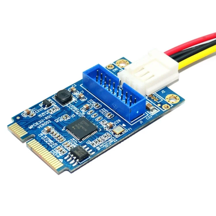 PC0184L.webp MINI PCI-E to USB 3.0 Front 19 Pin Desktop PC Expansion Card with 4 Pin Power Connection Port - Image 1