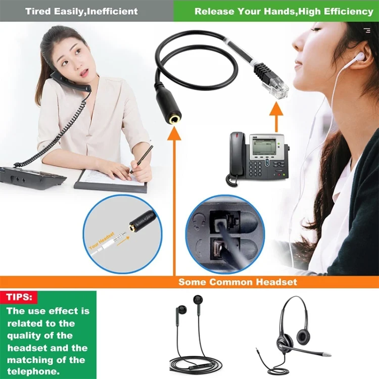 PC0185B_2.webp 3.5mm Jack to RJ9 PC / Mobile Phones Headset to Office Phone Adapter Convertor Cable, Length: 32cm - Image 3