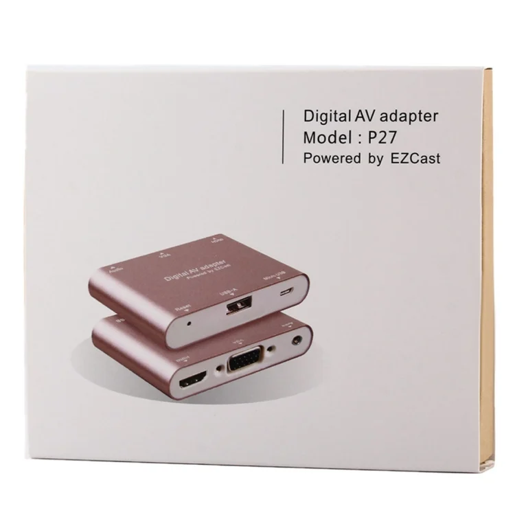 PC0324S_5.webp P27 Metal Cover Micro USB to HDMI + VGA HDTV Converter Digital AV Adapter, Power by EZCast, Support iOS / Android / Windows System - Image 6