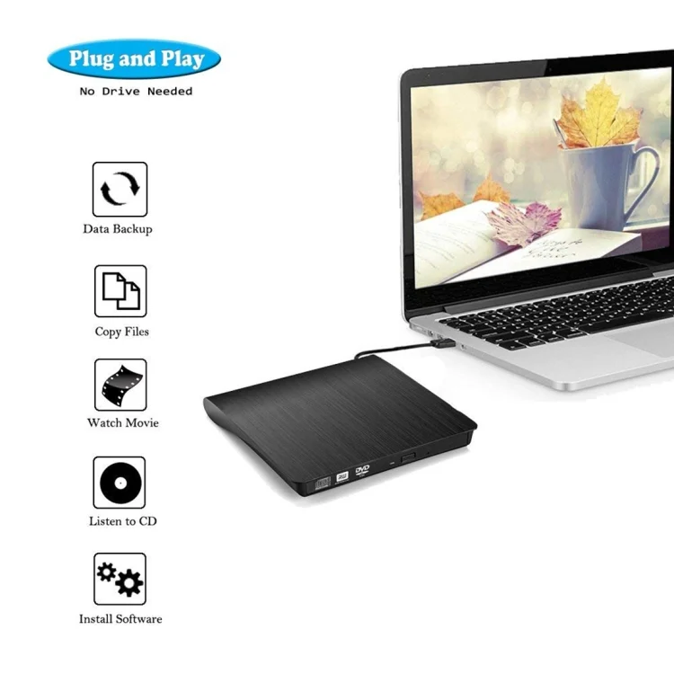 PC0336_7.webp Brushed Texture USB 3.0 POP-UP Mobile External DVD-Rw DVD / CD Rewritable Drive External ODD & HDD Device - Image 8